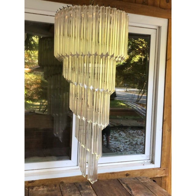 Italian Vintage Spiral Murano Italian Glass Chandelier by Quattro Venini For Sale - Image 3 of 11