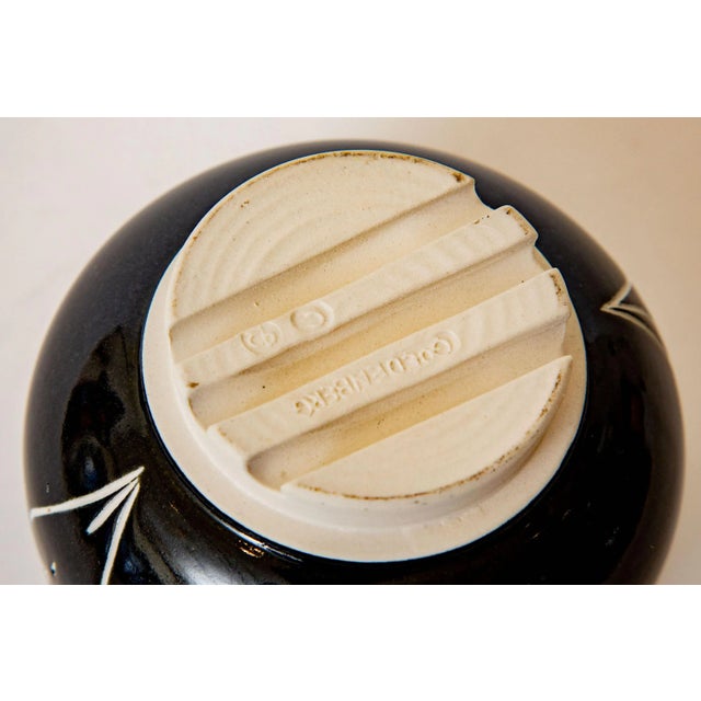 Black, White and Cobalt Blue Ceramic Abstract Bowl Signed Goldenberg For Sale - Image 10 of 11