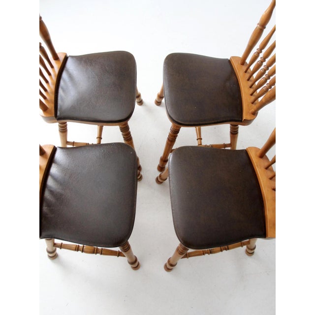 Wood Vintage Spindle Back Dining Chairs Set of 4 For Sale - Image 7 of 18