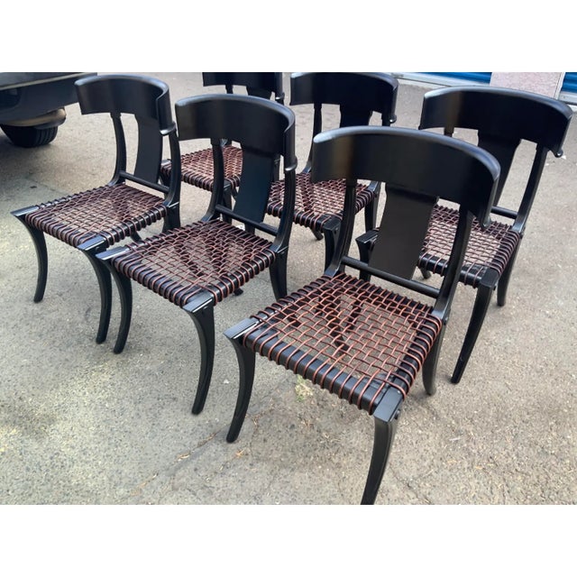 1980s Modern Klismos Ebony Dining Chairs - Set of 6 For Sale - Image 5 of 6