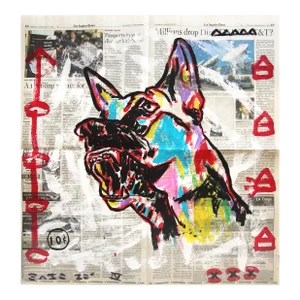 Doberman - Animal Dog on Newspaper Original Artwork by Gary John