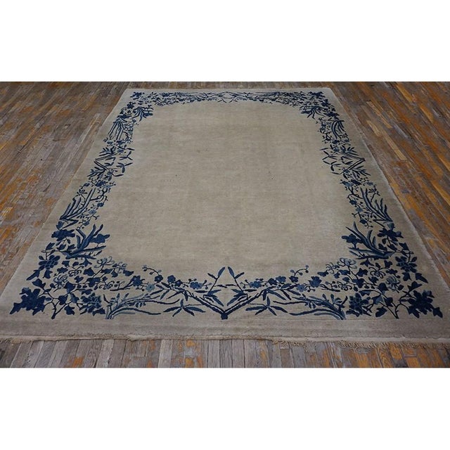 Wool 1920s Rectangle Chinese Room Size Knotted Ivory - Peking Antique Rug, Circa Date: 1920s. This exceptional Chinese...