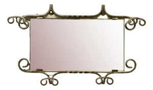 Mid-Century Wrought Iron Mirrored Hat and Coat RacK