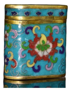 Vintage Cloisonné Enamel Box With Floral Motif - Asian Decorative Vessel