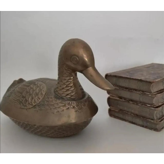 1970s Mid-Century Modern Solid Brass Mallard Duck Lidded Box For Sale - Image 10 of 13