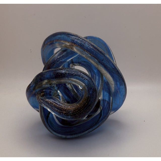 4 inch Blue Glass Knot Sculpture For Sale - Image 4 of 9