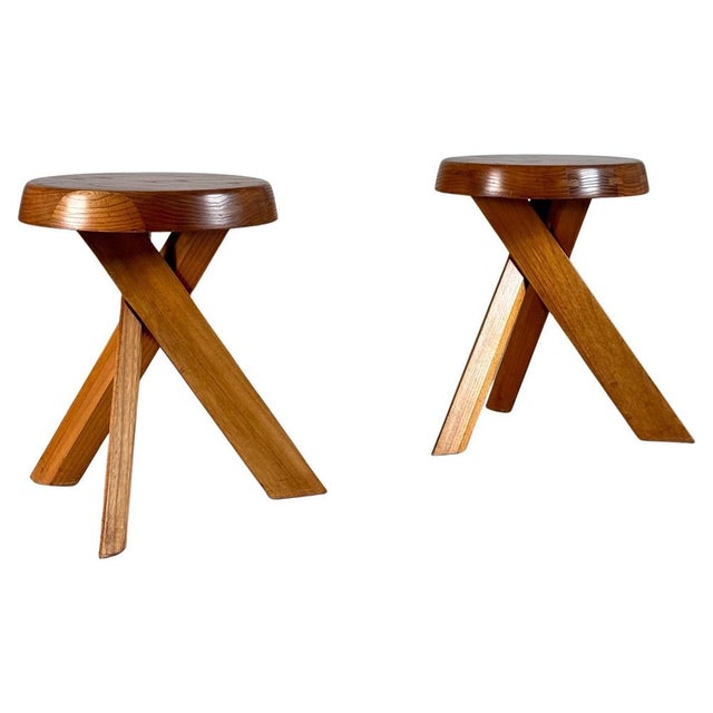 S13 Stools in Elm attributed to Pierre Chapo, France, 1970s, Set of 2 For Sale - Image 14 of 14