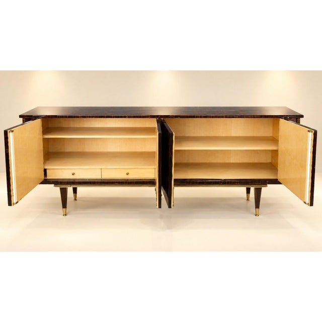 Vintage Art Deco Sideboard in Macassar Ebony Veneer and Brass, 1960s For Sale - Image 6 of 7