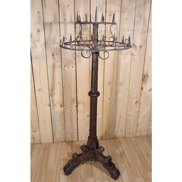 19th Century Wooden Candleholder For Sale - Image 9 of 11