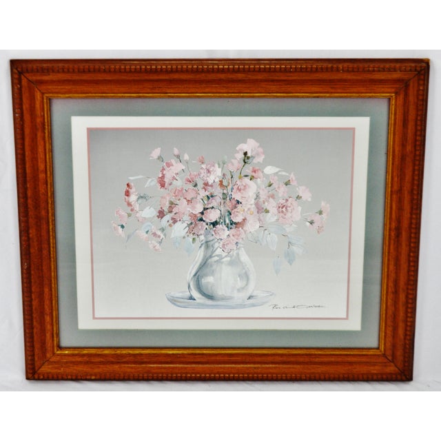 Vintage Framed Rosalind Oesterle Floral Still Life Watercolor Print