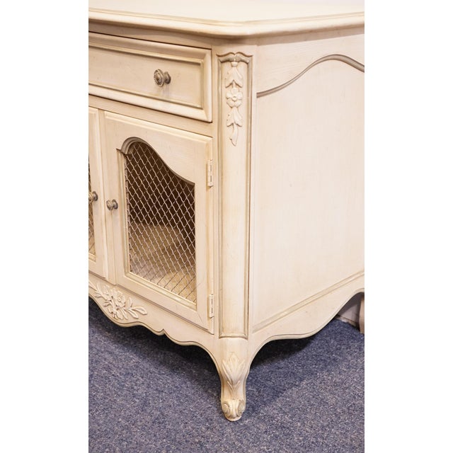 Kindel Furniture Rochelle Collection Cream Pained Country French Provincial 26" Cabinet Nightstand W. Grilled Doors 311-41-41 For Sale - Image 15 of 16