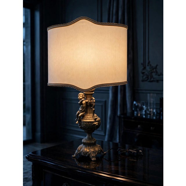 Liberty Brass Lamp with Putto, 1900s For Sale - Image 6 of 7