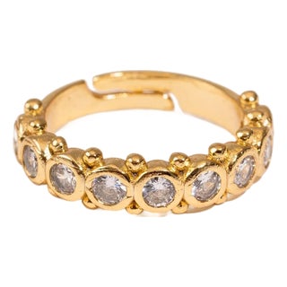 Majestic CZ Diamond Adjustable Gold Statement Ring, Size 8 For Sale