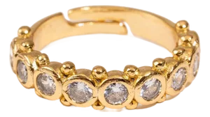 Majestic CZ Diamond Adjustable Gold Statement Ring, Size 8