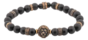 Black Onyx Stone King Lion Beaded Bracelet