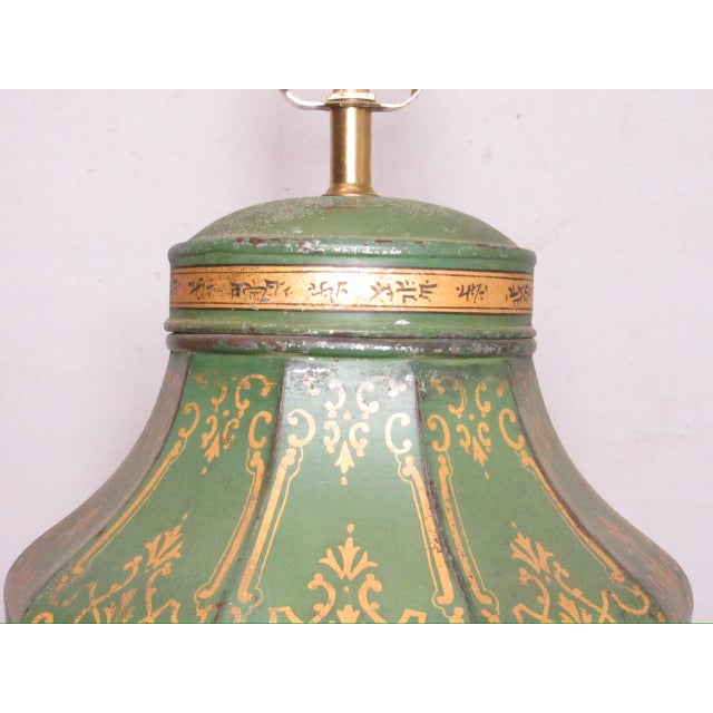 Antique Tole Painted Tea Cannister Lamp For Sale In San Francisco - Image 6 of 16