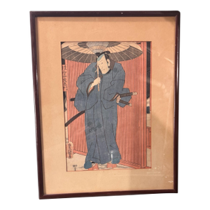 Antique Japanese Wood Block Print of a Kabuki Actor by Utagawa Kunisada