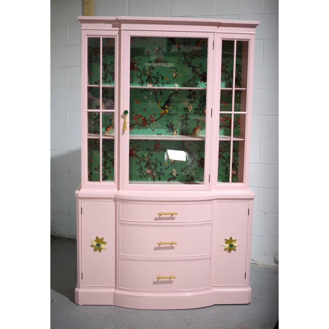 1950s China Display With Chinoiserie Wallpaper by Landstrom Furniture