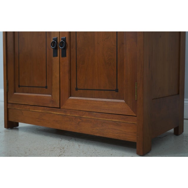 Stickley Cherry Mission Inlaid Fold Top Bar Cabinet For Sale - Image 9 of 18