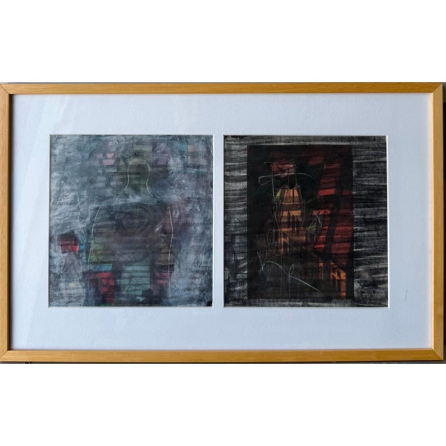 John Hultberg, Bay Area Figurative Abstract Gouache Painting "Video Tower" John Hultberg, 1991 For Sale