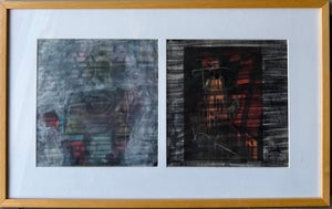 John Hultberg, Bay Area Figurative Abstract Gouache Painting "Video Tower" John Hultberg, 1991