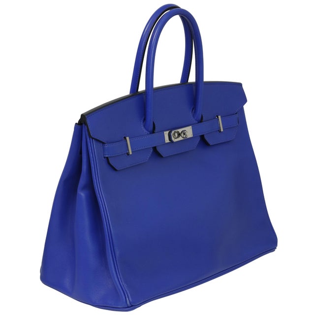 2010s Hermès Birkin 35 Le Tournay Bleu Royal Swift Palladium Hardware 2019 For Sale - Image 5 of 7