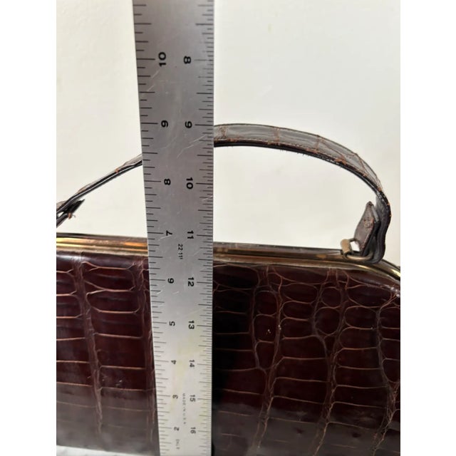 Vintage Leather Faux Corc Handbag For Sale In New York - Image 6 of 9