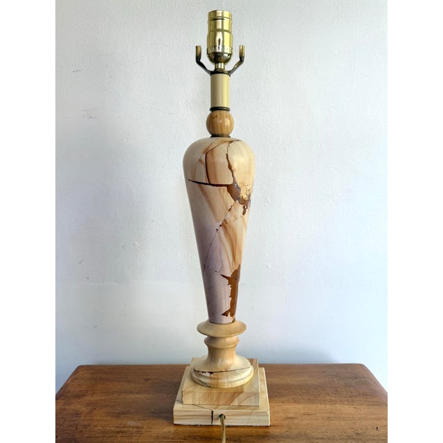 Art Deco Midcentury Banded Marble Art Deco Table Lamp, Rewired For Sale - Image 3 of 8