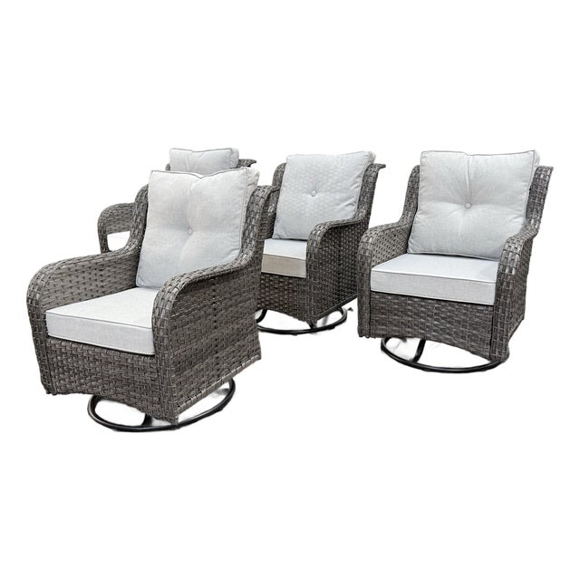 Outdoor Porch Glider Swivel Chairs, Set of Four For Sale