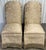 Beautiful pair of parsons chairs with skirted bottom embellished with fringe detail and elegant champagne color...