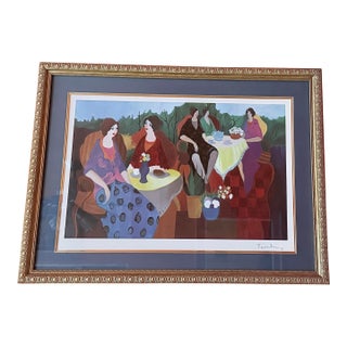 Contemporary Seriolithograph in Color on Paper Morning Social Figurative Interior Scene by Itzchak Tarkay For Sale