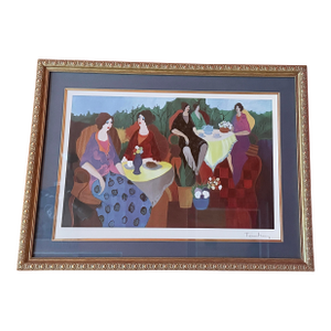 Contemporary Seriolithograph in Color on Paper Morning Social Figurative Interior Scene by Itzchak Tarkay