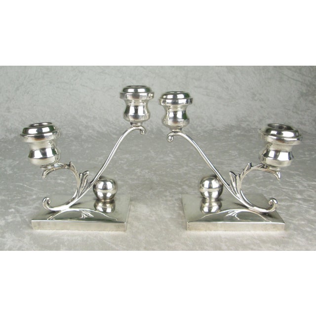 Mid 20th Century P Lopez G Mexican Sterling Silver Candle Sticks - a Pair For Sale - Image 4 of 11