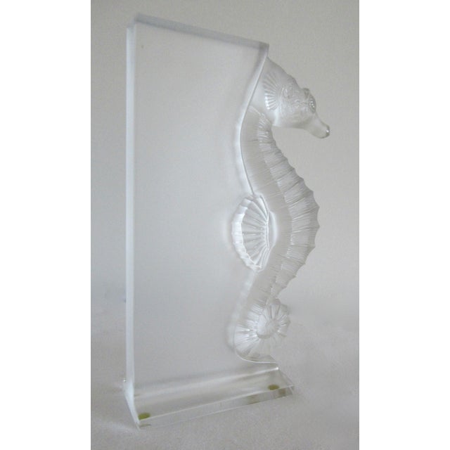 Glass C. 1999-2003 Rene Lalique France Signed "Poseidon" Crystal Glass Frosted Bookends - Pair For Sale - Image 7 of 14