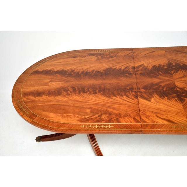 1930s Antique Regency Brass Inlaid Extending Dining Table, 1930s For Sale - Image 5 of 12