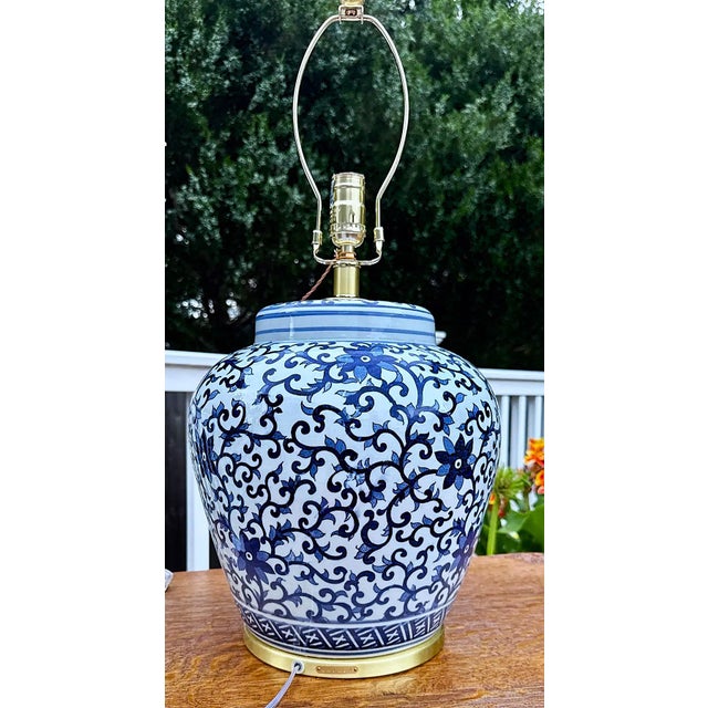 Ralph Lauren Ralph Lauren Blue & White Porcelain Lamp For Sale - Image 4 of 11