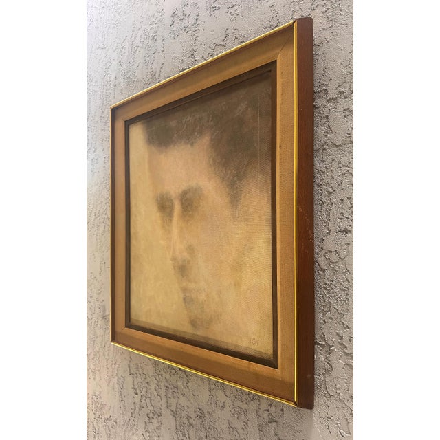 Enigmatic Mid-Century Portrait Painting of a Man Signed L. Kaye For Sale - Image 4 of 6