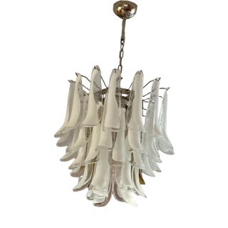 Large White Murano Glass Chandelier For Sale