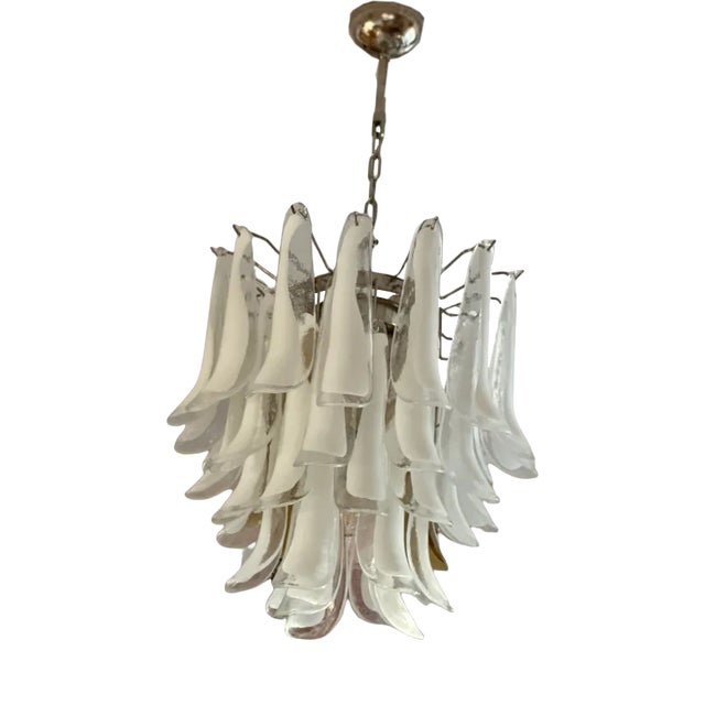 Large White Murano Glass Chandelier For Sale