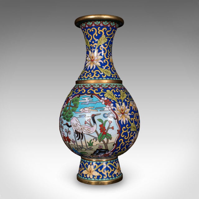 Pair of Vintage Baluster Form Vases, Oriental, Cloisonne, Posy Urn, Circa 1960 For Sale - Image 6 of 10
