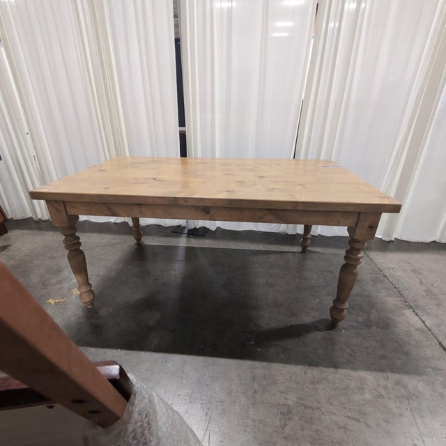Farmhouse James + James Solid Knotty Alder Farmhouse Dining Table With Turned Legs, Harvest Wheat For Sale - Image 3 of 8
