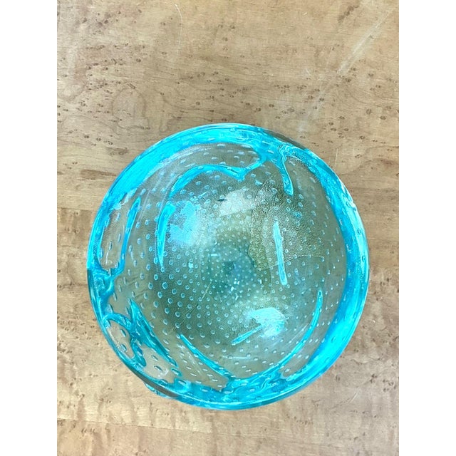 Italian Mid-Century Modern Murano Blue Glass Bowl For Sale - Image 16 of 18