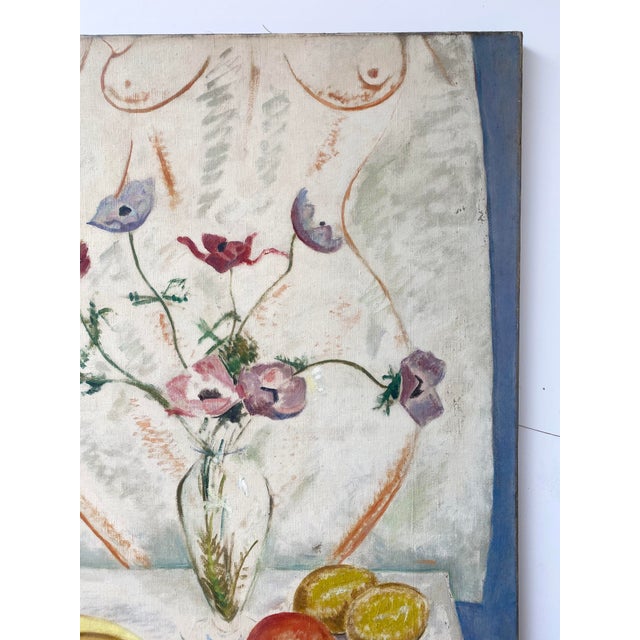 Early 20th Century French Still Life With Nude in Oil on Canvas For Sale In Boston - Image 6 of 8