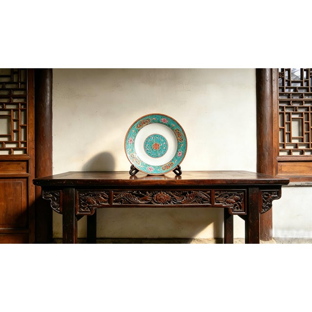 Chinese Ceramic Plate,Qianlong Marked Famille Rose Porcelain Plate Hand Painted Floral Patterns Pattern For Sale In Seattle - Image 6 of 10