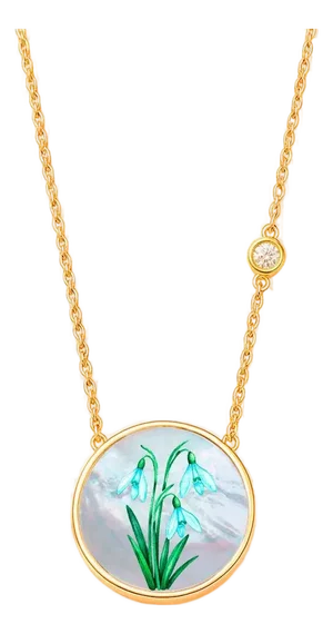January Birth Month Flower Pendant - Snowdrop Flower Pendant