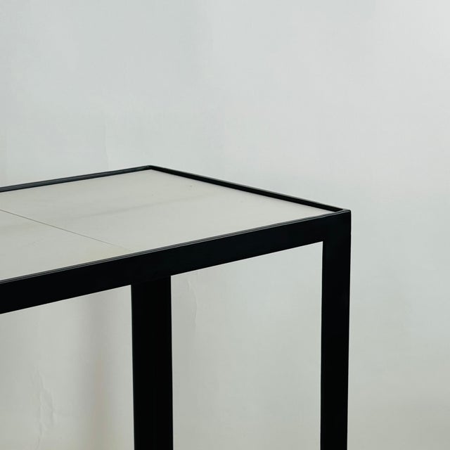Not Yet Made - Made To Order 'Corniche' Wrought Iron, Brass and Parchment Top Console by Design Frères For Sale - Image 5 of 7