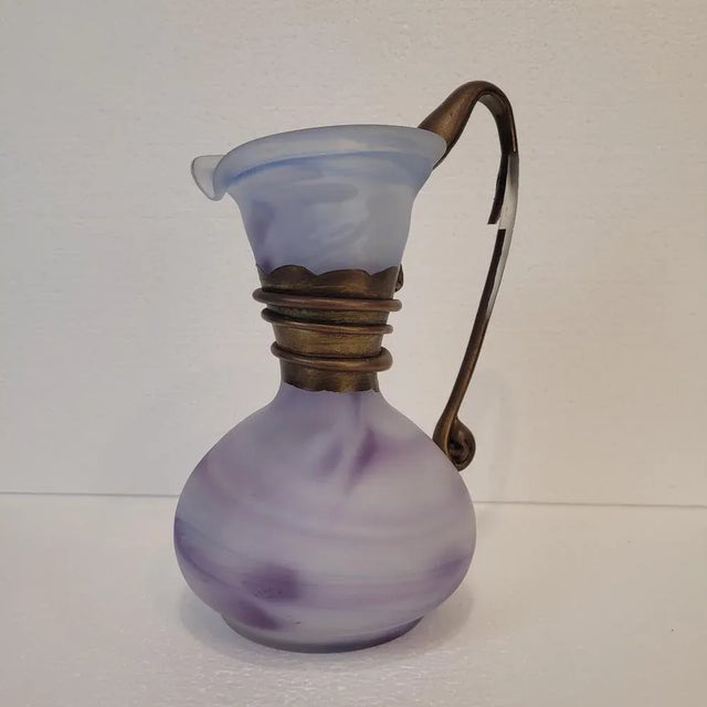 Violet Glass Jug with Gilt Decorations, France, 1980s For Sale - Image 10 of 17
