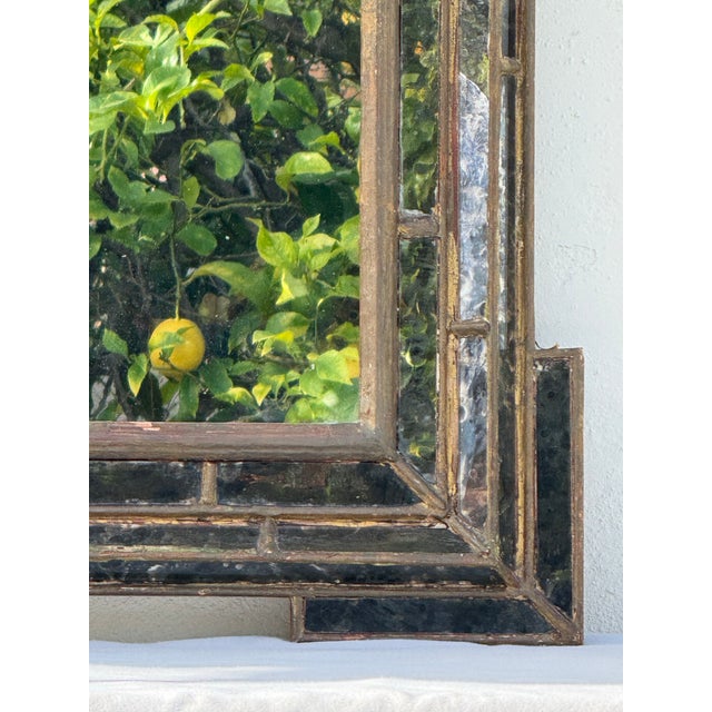 Exquisite Antique Wall Mirror~ Vintage Italian With Original Patina and Gilt Details Circa 1940 For Sale - Image 4 of 12