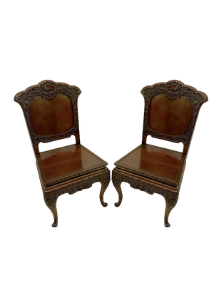 Set of Antique Carved Chinese Hall Chairs, 1880