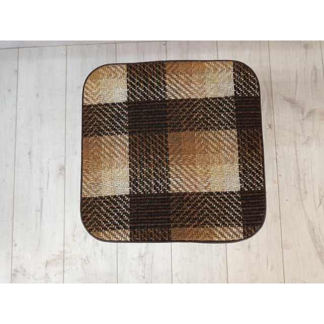 Vintage Stool English Maid Stools with Wooden Tartan Seat, 1960s, Set of 3 For Sale - Image 12 of 15